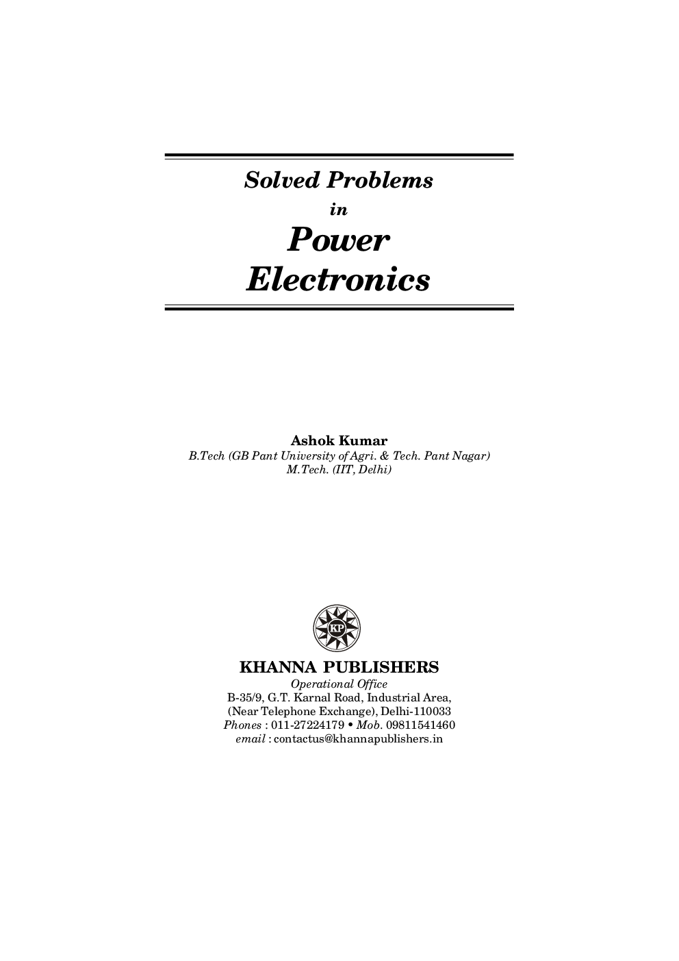 Download Solved Problems In Power Electronics PDF Online 2020