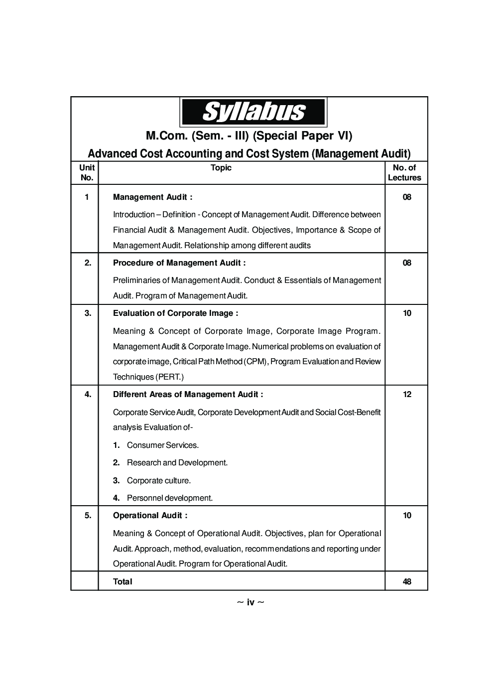 Advanced Cost Accounting And Cost Systems - VI (Management Audit) - Page 5
