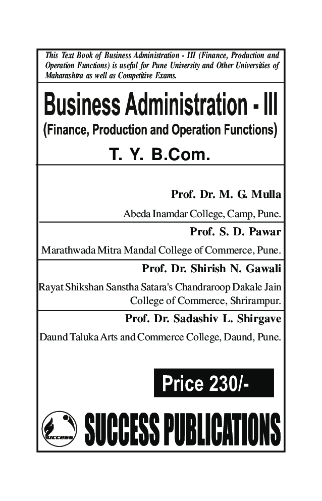 Business Administration - III (Finance, Production And Operation Function) - Page 2