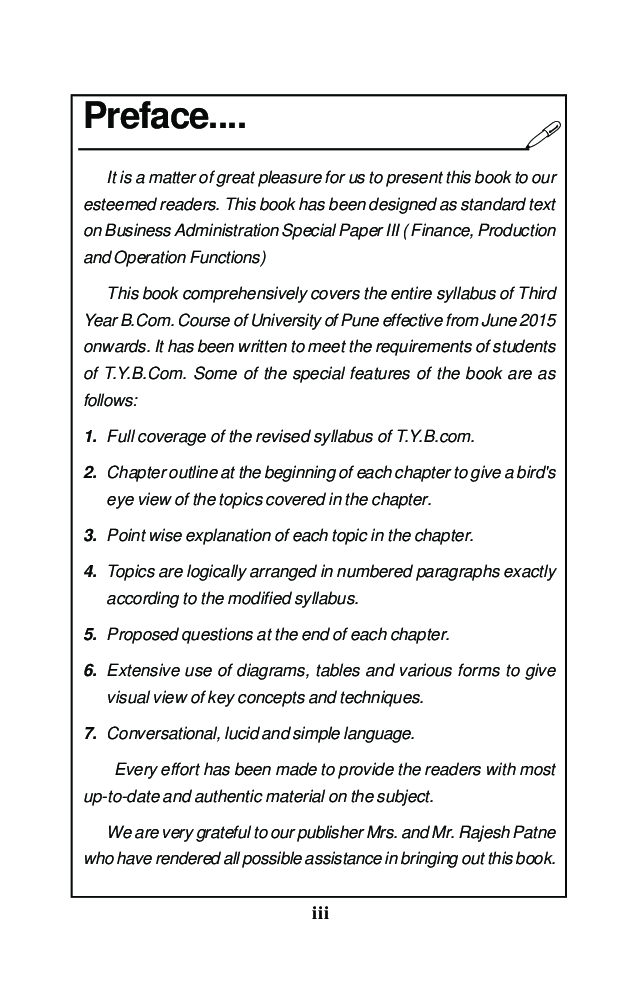 Business Administration - III (Finance, Production And Operation Function) - Page 4