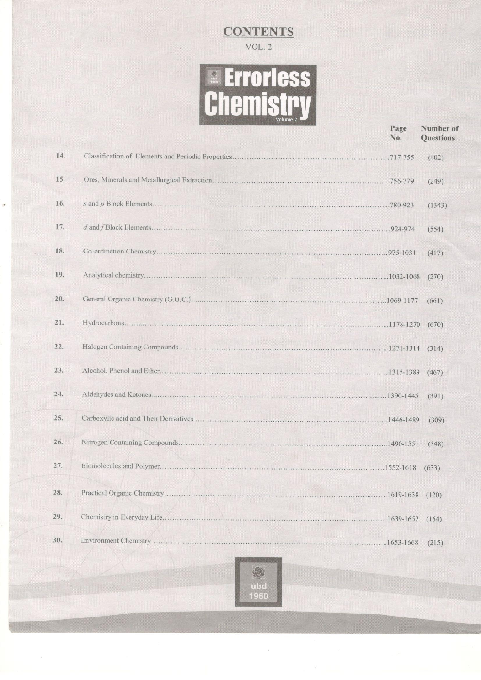 UBD 1960 Errorless Chemistry For JEE Main Latest 2020 Edition As Per Examination by NTA (Volume 2) - Page 3