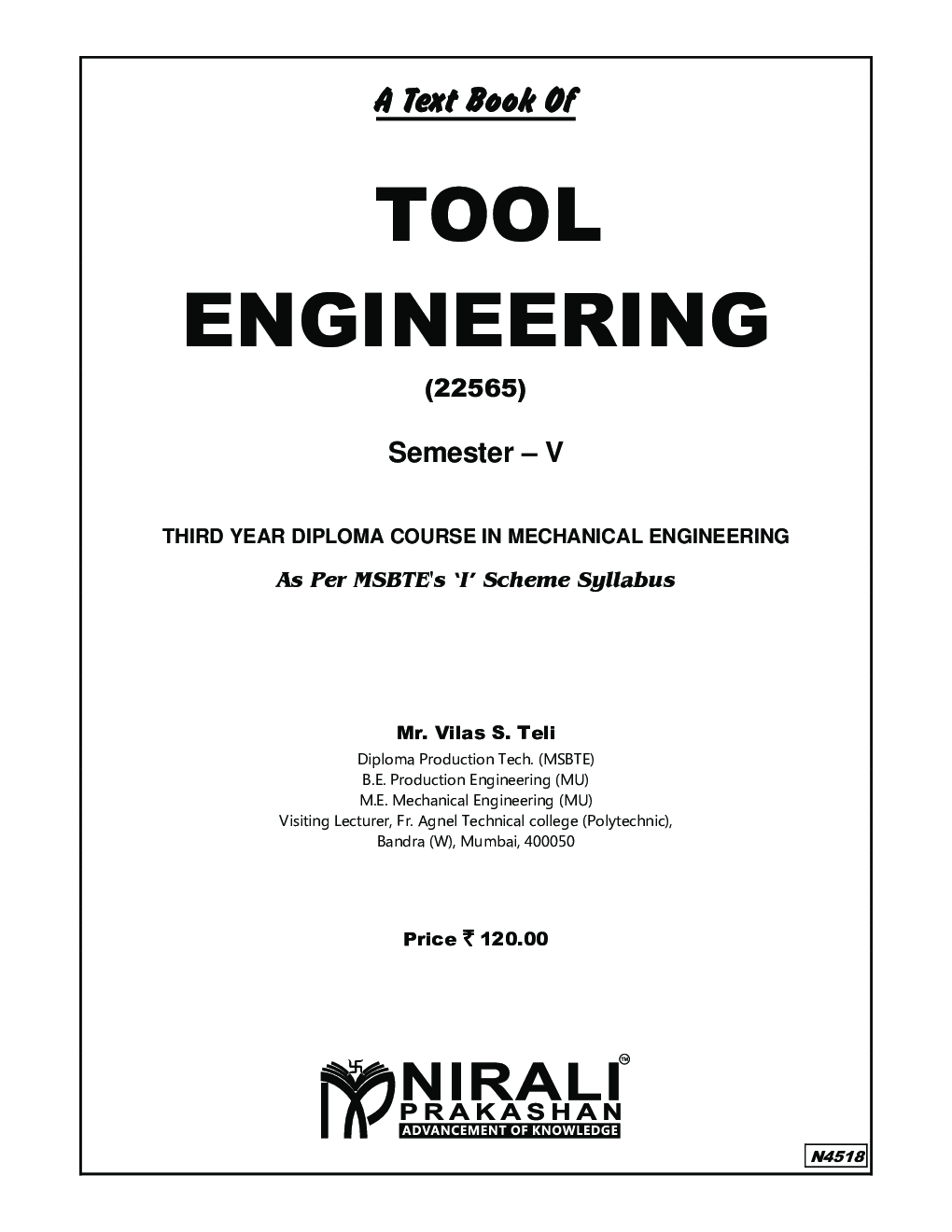 Download Tool Engineering PDF Online 2022 by Mr. Vilas S. Teli