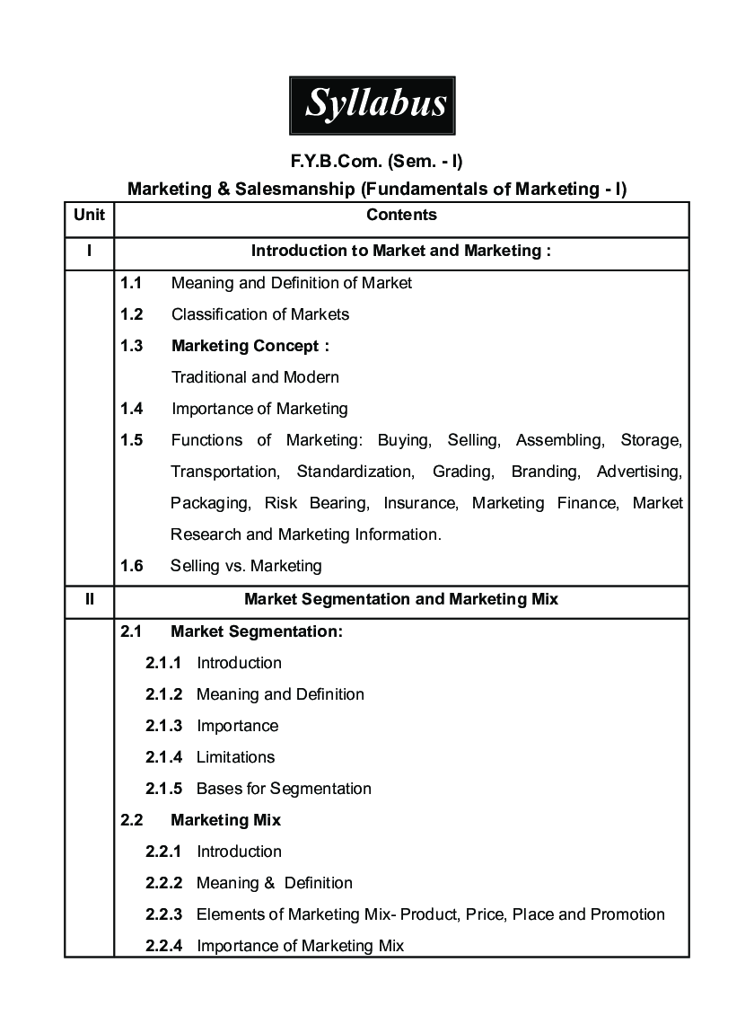 Marketing & Salesmanship (Fundamentals of Marketing - I) - Page 4