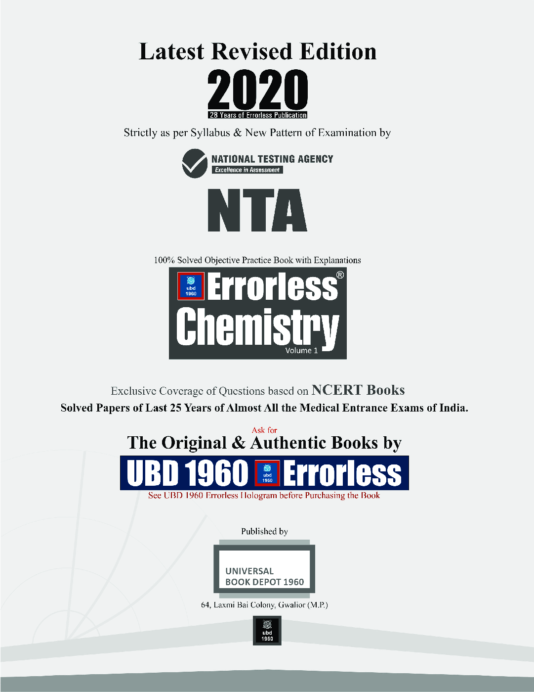 UBD 1960 Errorless Chemistry For NEET/AIIMS Latest 2020 Edition As Per Examination by NTA (Volume 1) - Page 2
