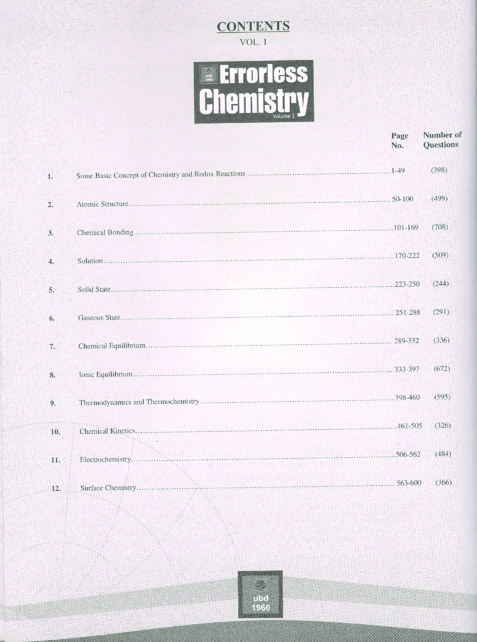 UBD 1960 Errorless Chemistry For NEET/AIIMS Latest 2020 Edition As Per Examination by NTA (Volume 1) - Page 5