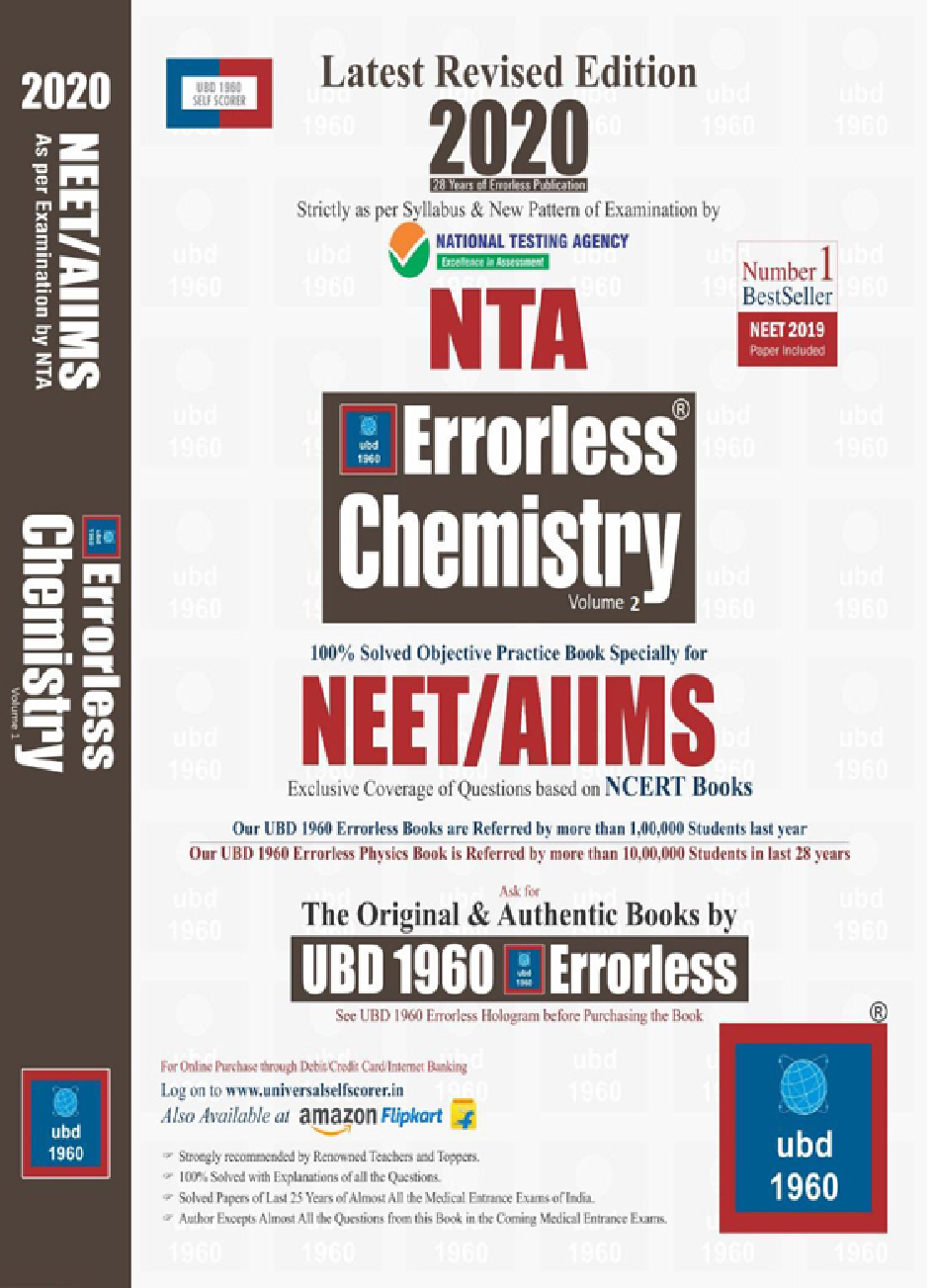 UBD 1960 Errorless Chemistry For NEET/AIIMS Latest 2020 Edition As Per Examination by NTA (Volume 2) - Page 1