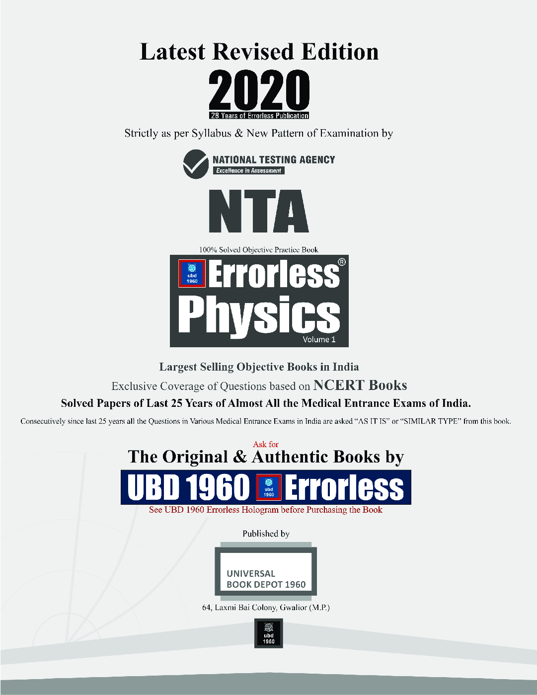 UBD 1960 Errorless Physics For NEET/AIIMS Latest 2020 Edition As Per Examination by NTA (Volume 1) - Page 2