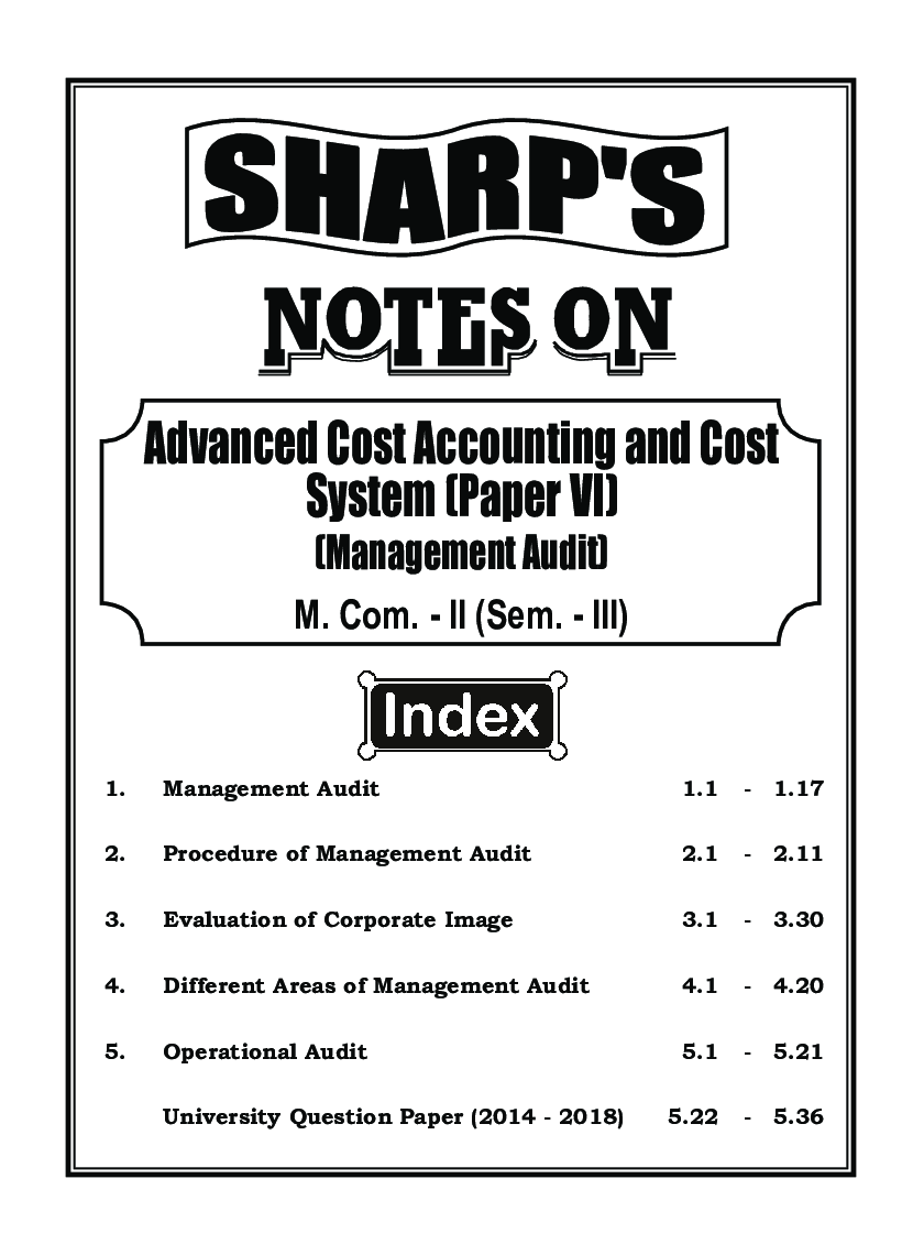 Advanced Cost Accounting And Cost System (Management Audit) - Page 5