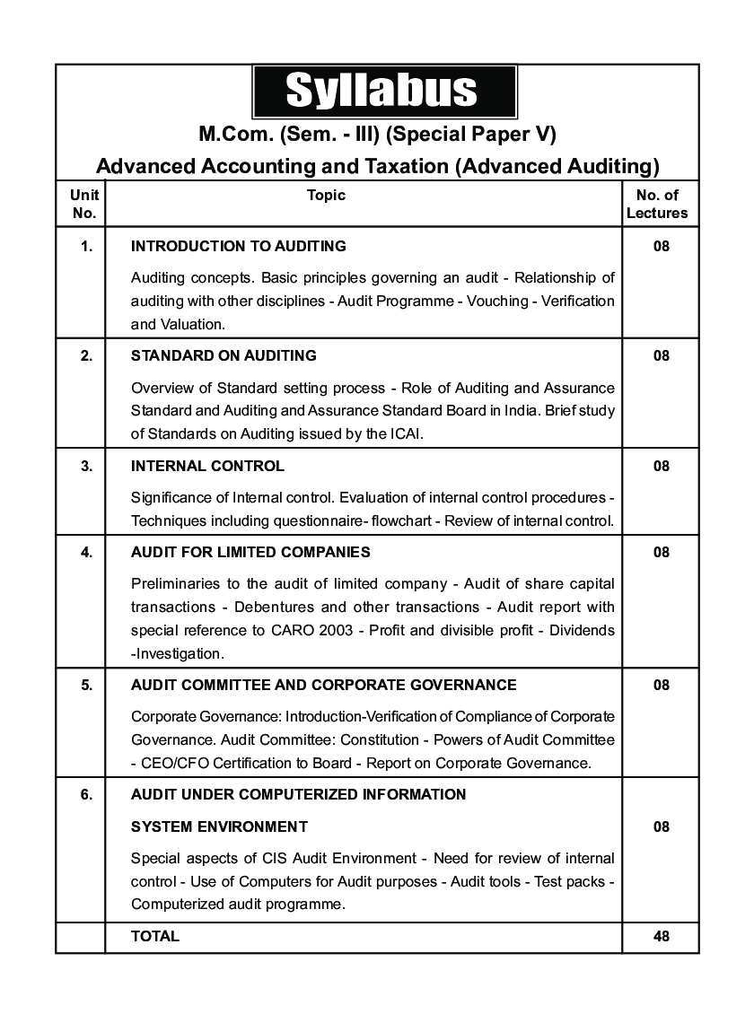 Advanced Accounting And Taxation (Advanced Auditing) - Page 5