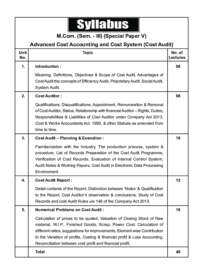 Advanced Cost Accounting And Cost System (Cost Audit) - Page 5