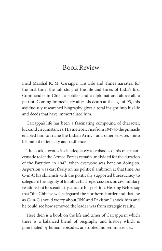 Field Marshal KM Cariappa: His life And Times - Page 4
