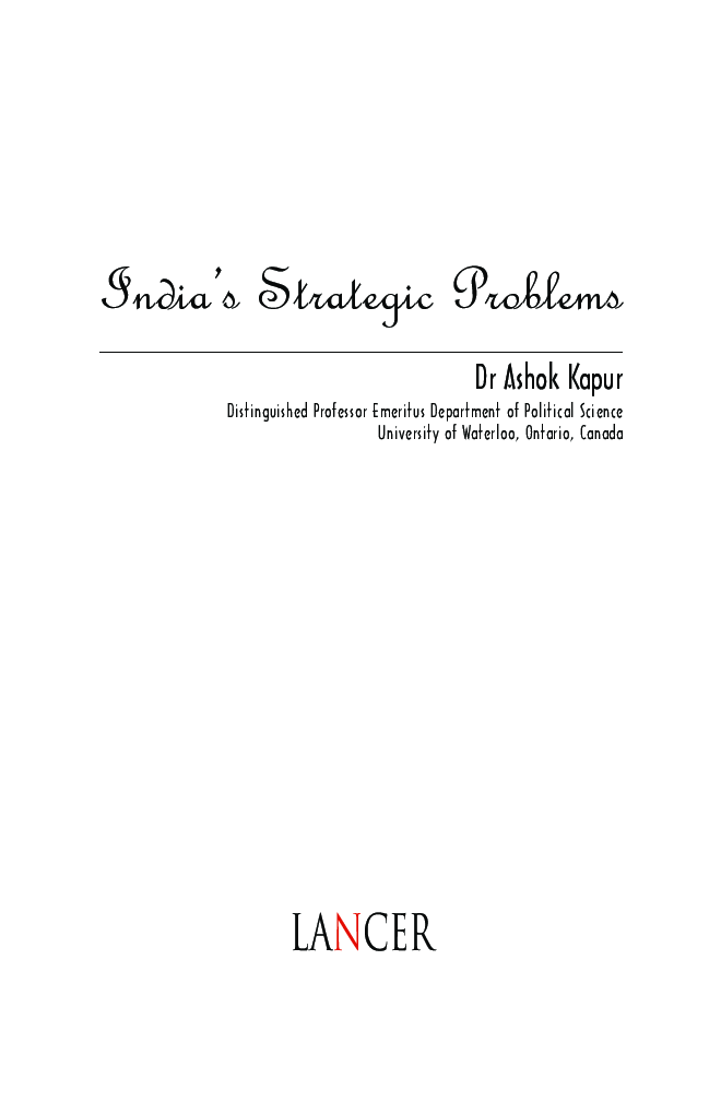 India’s Strategic Problems - Page 2