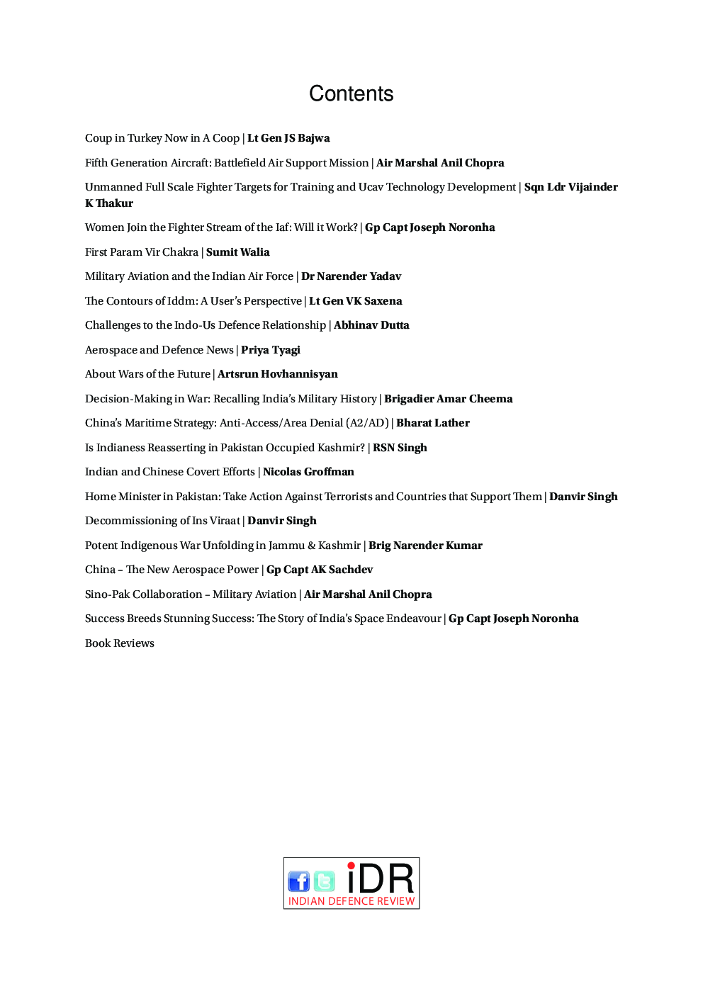 Indian Defence Review Jul-Sep 2016 (Vol 31.3) - Page 5