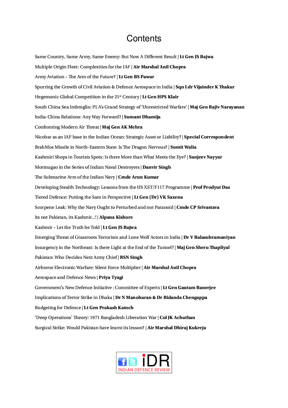 Indian Defence Review Oct-Dec 2016 (Vol 31.4) - Page 5