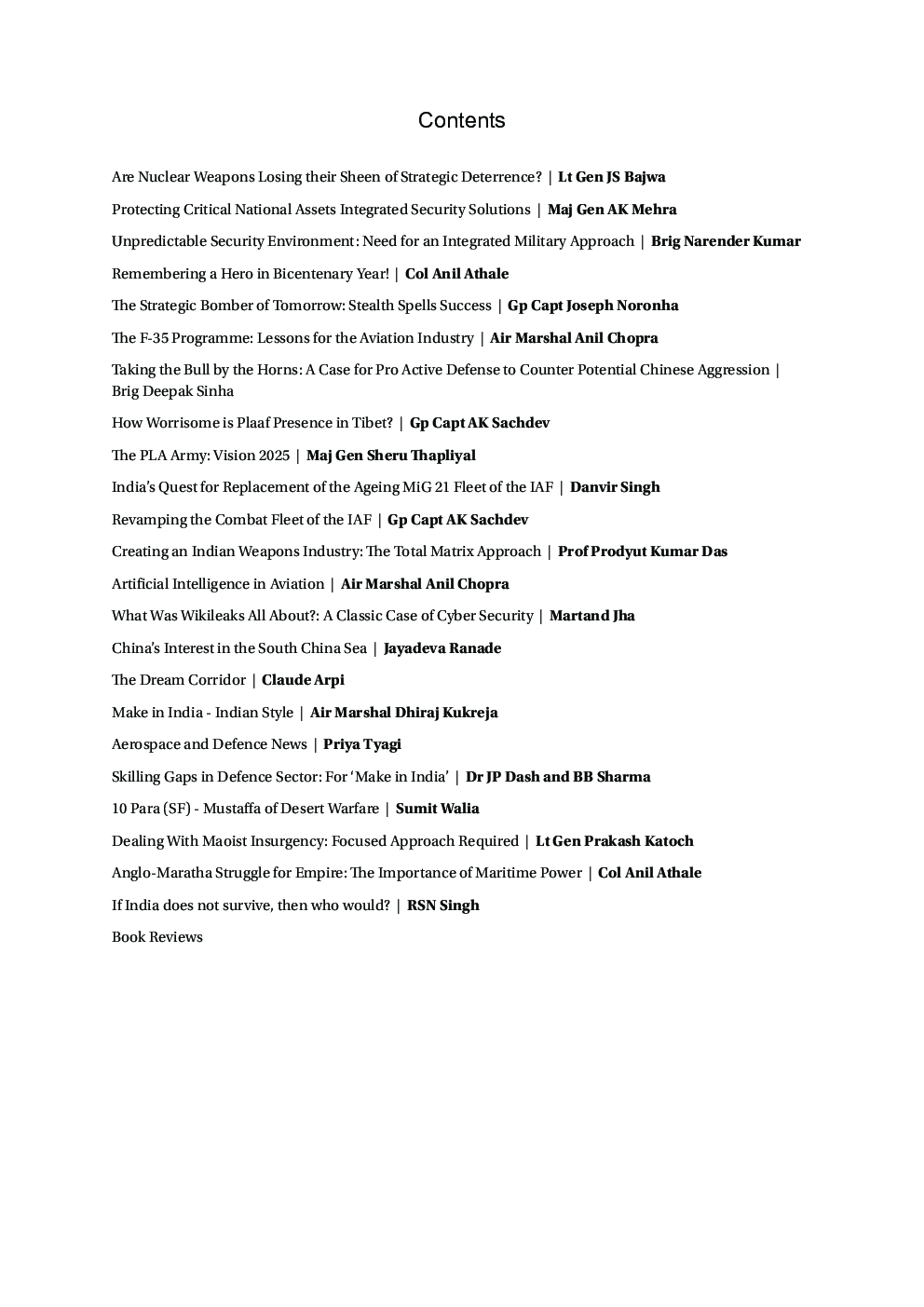 Indian Defence Review Apr-Jun 2017 (Vol 32.2) - Page 5