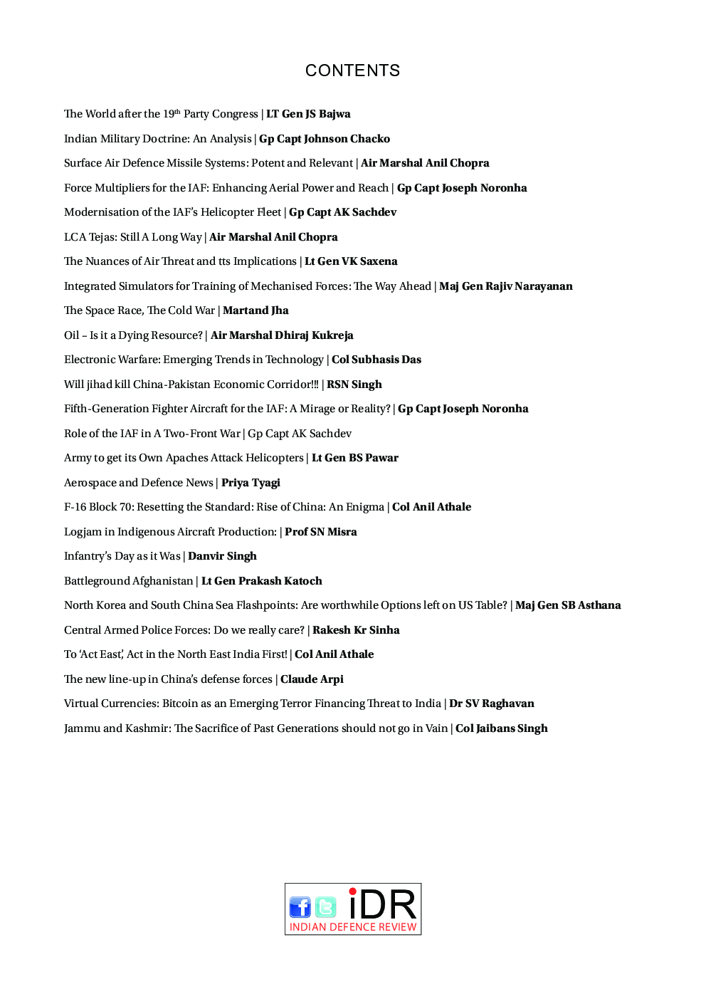 Indian Defence Review Oct-Dec 2017 (Vol 32.4) - Page 5