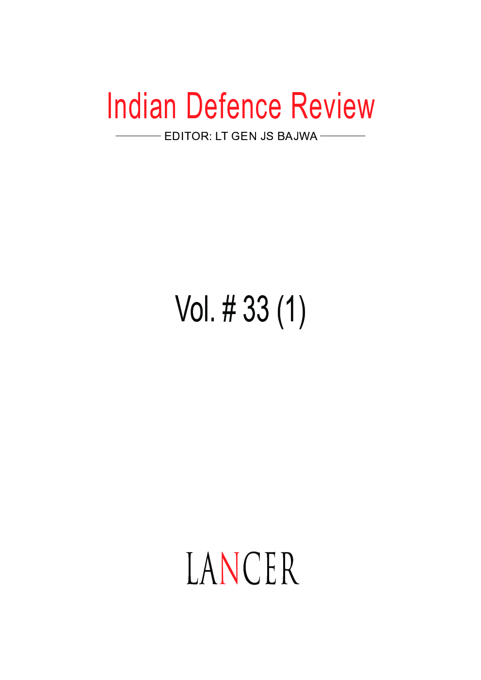 Indian Defence Review Jan-Mar 2018 (Vol 33.1) - Page 2