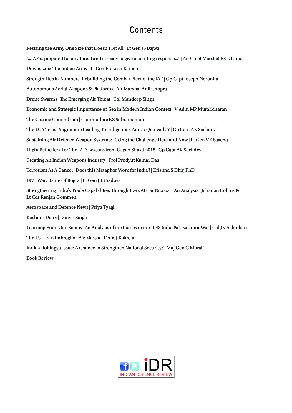 Indian Defence Review Oct-Dec 2018 (Vol 33.4) - Page 5
