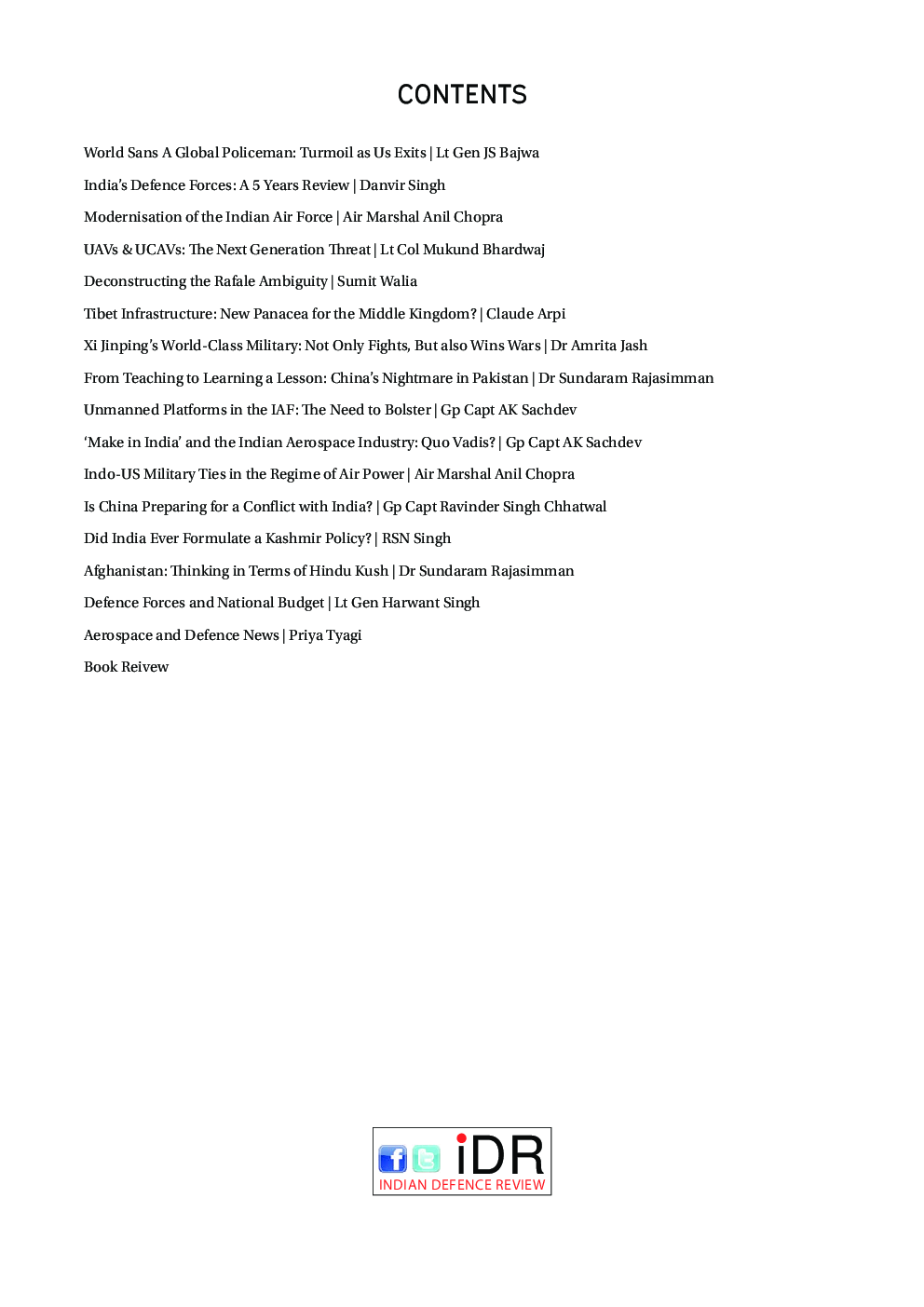 Indian Defence Review Jan-Mar 2019 (Vol 34.1) - Page 5