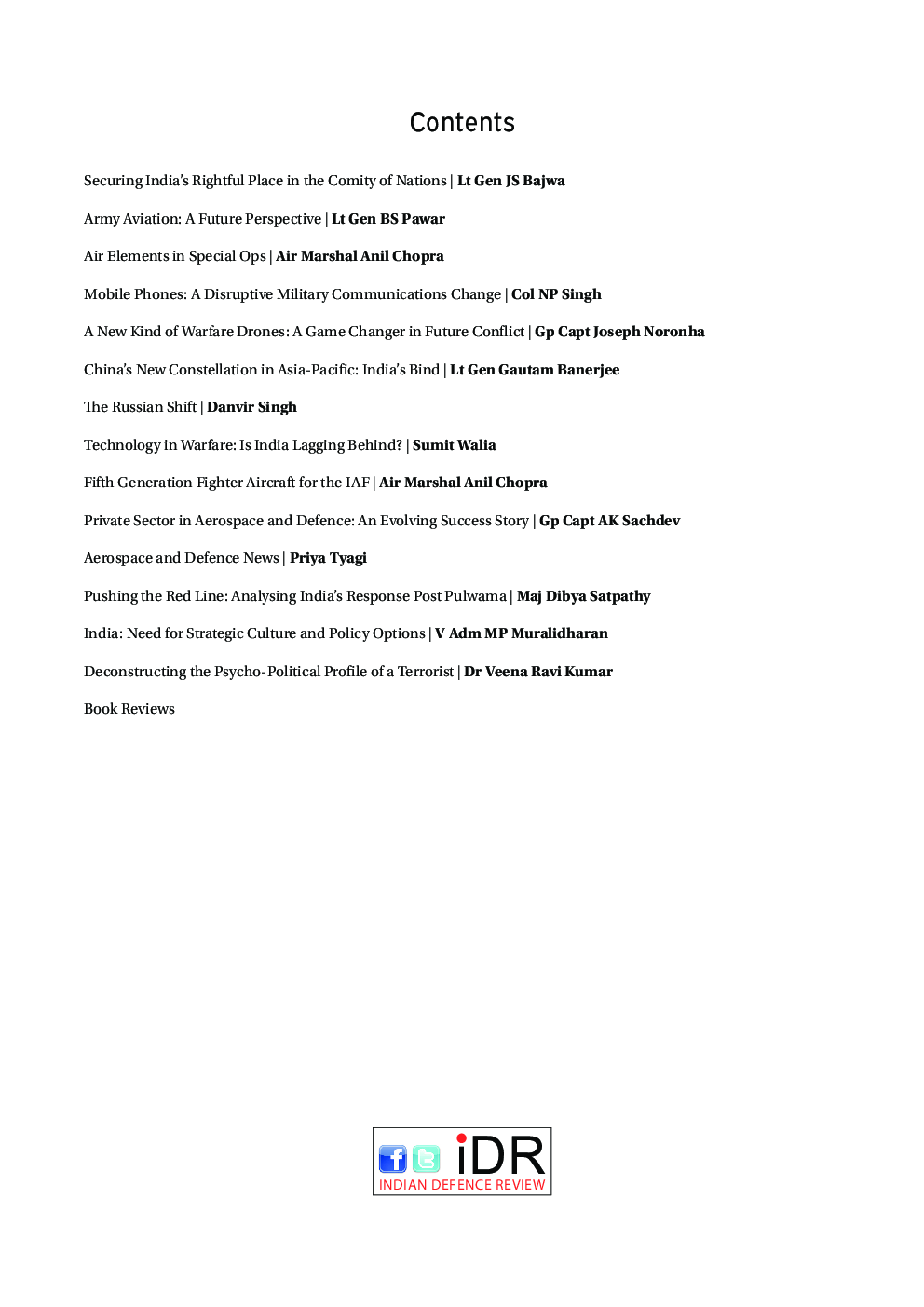 Indian Defence Review Apr-Jun 2019 (Vol 34.2) - Page 5