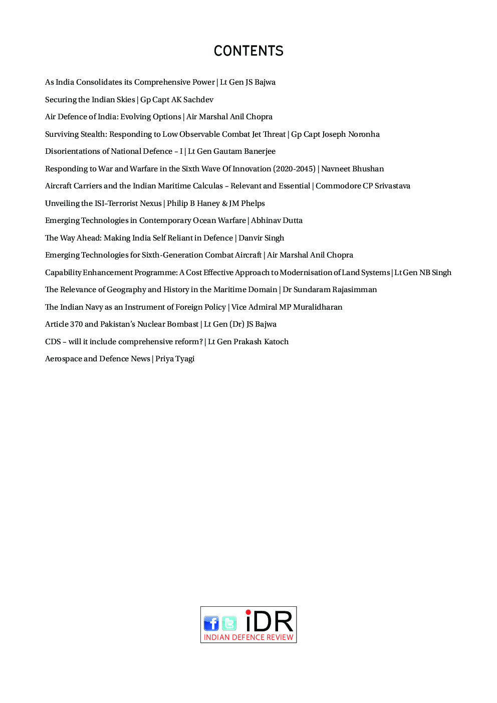 Indian Defence Review Jul-Sep 2019 (Vol 34.3) - Page 5