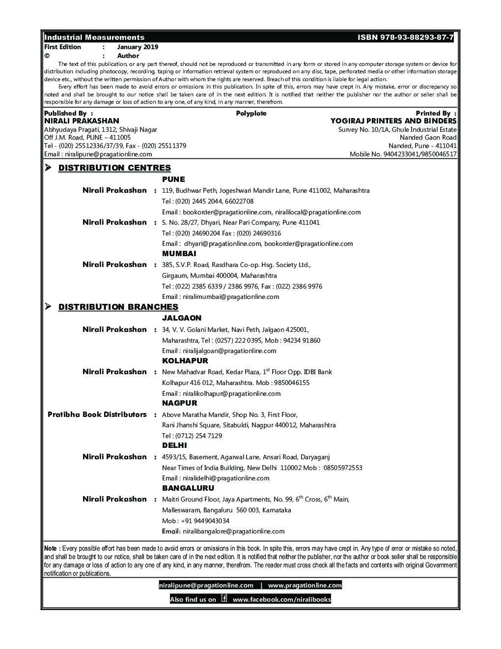 A Textbook Of Industrial Measurements - Page 3