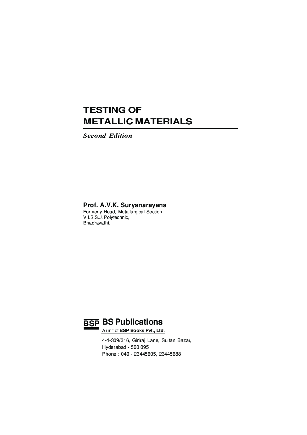 Download Testing Of Metallic Materials PDF Online 2020 by Suryanarayana