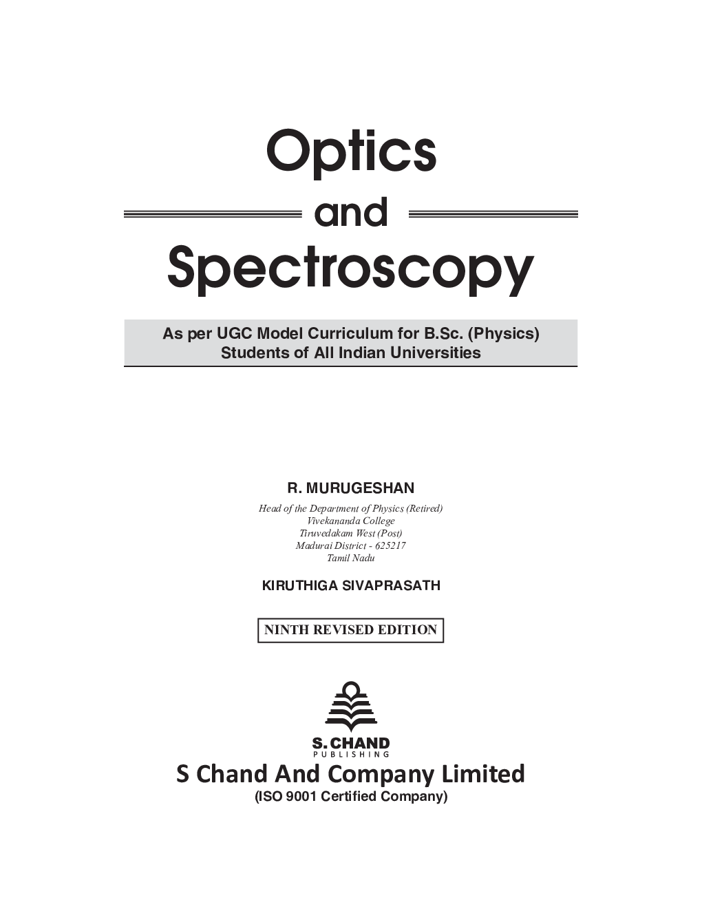 Download Optics And Spectroscopy by R. Murugeshan PDF Online