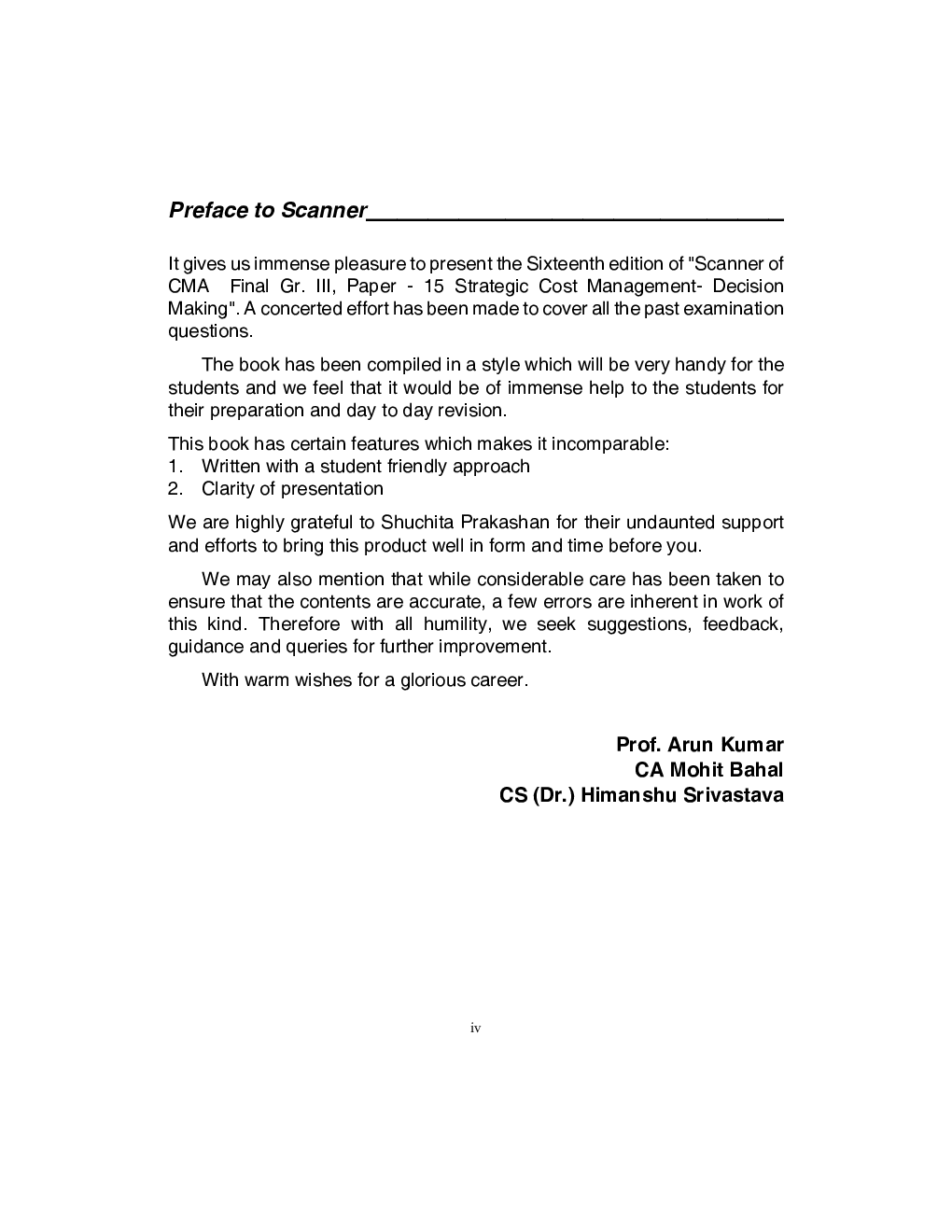 Shuchita Prakashan Scanner CMA Final (2016 Syllabus) Group - III Paper - 15 Strategic Cost Management-Decision Making For June 2020 Exam - Page 5