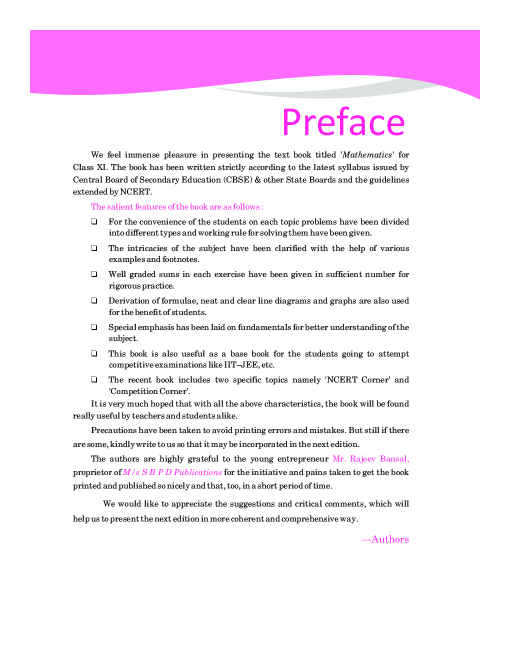 Mathematics For Class XI - Page 4