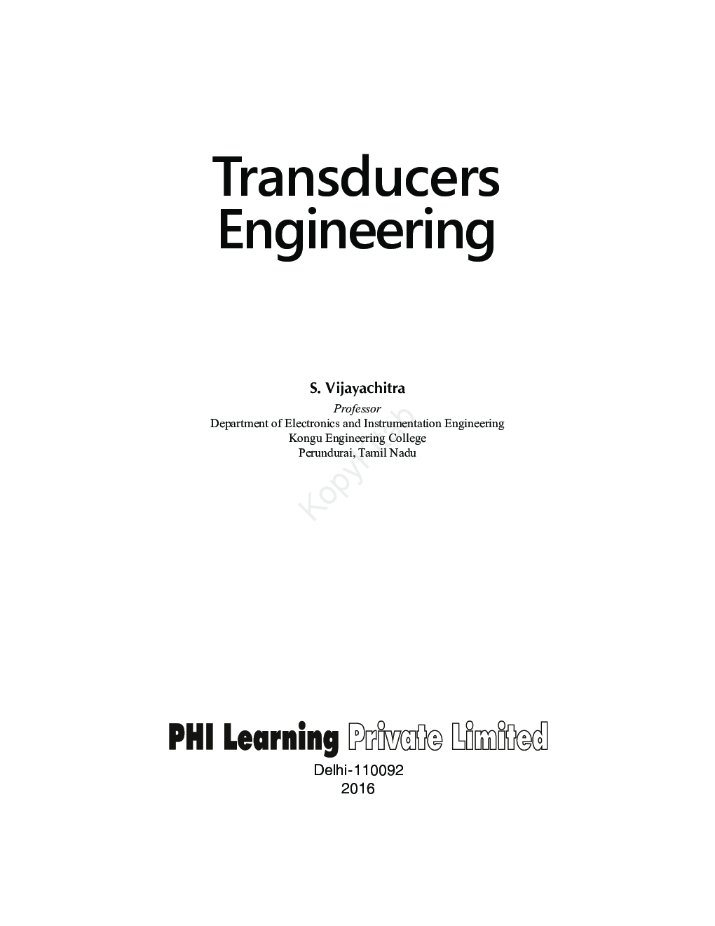 Download Transducers Engineering PDF Online 2020 by S. Vijayachitra