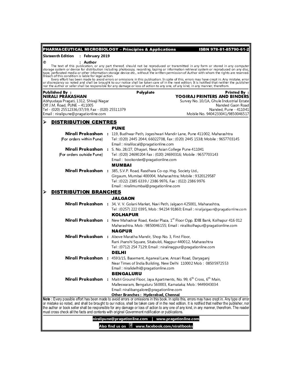 Pharmaceutical Microbiology (Principles & Applications) - Page 5