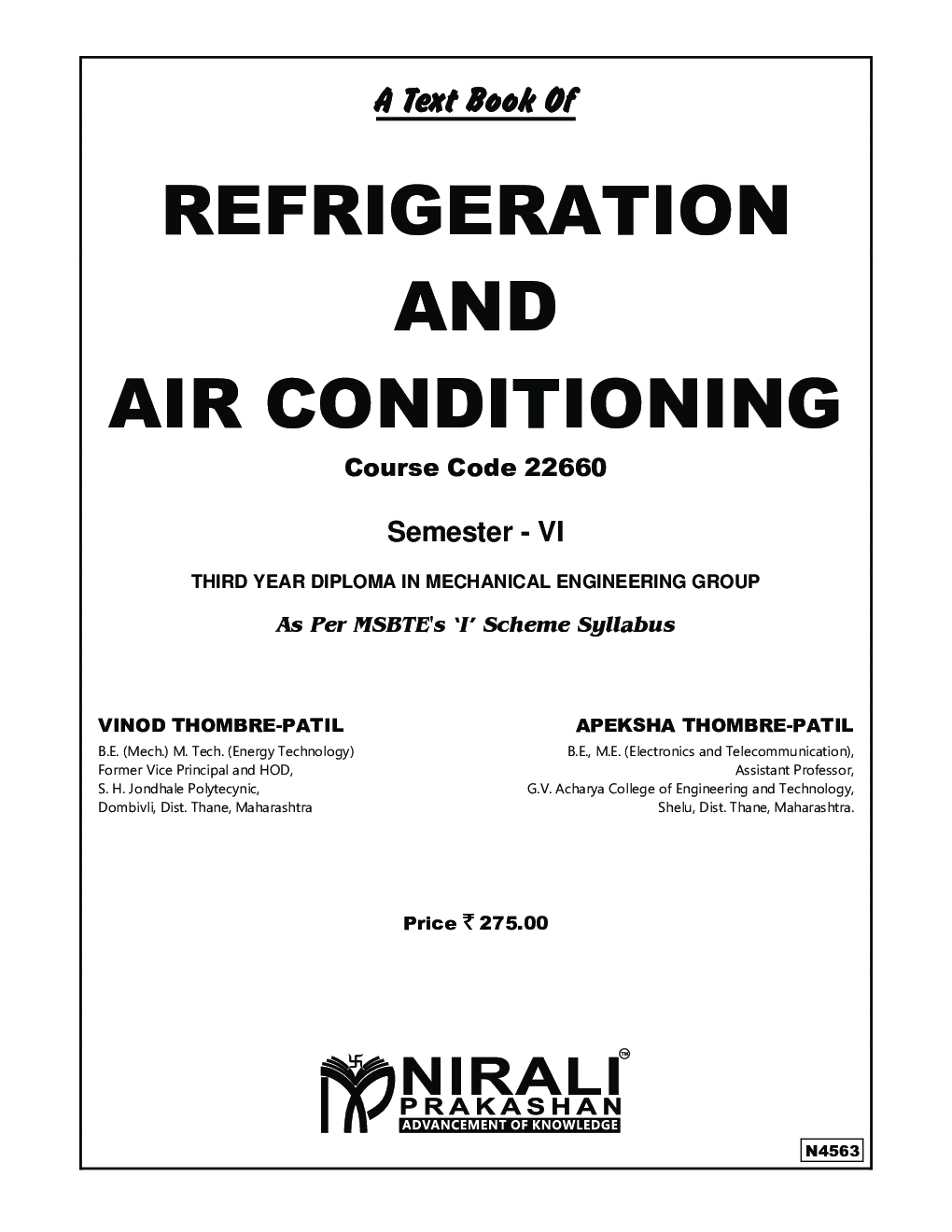 Download Refrigeration And Air Conditioning by Vinod ThombrePatil, Apeksha ThombrePatil PDF Online