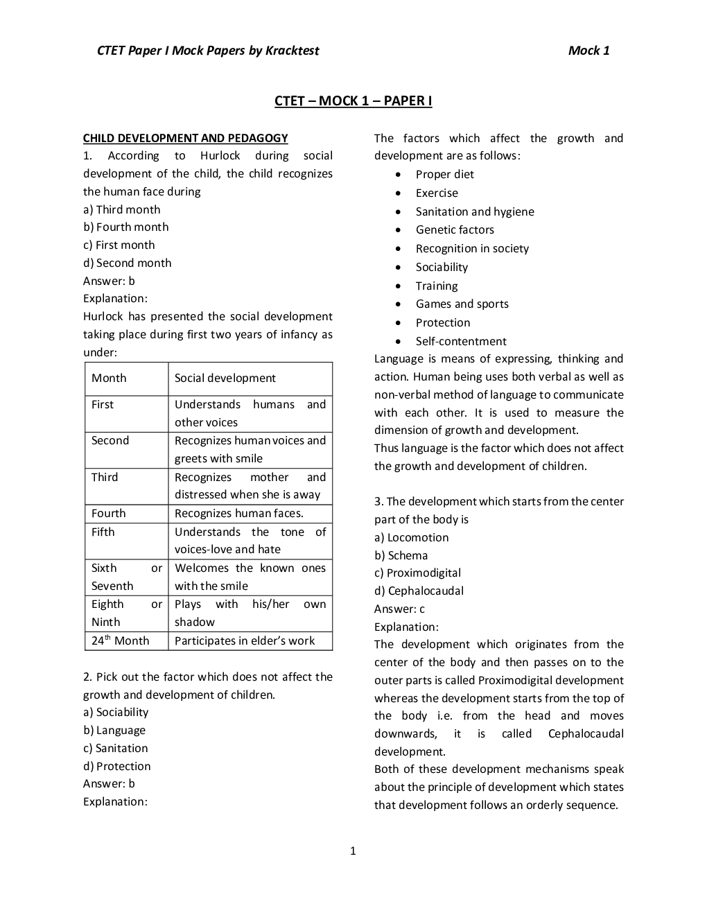 10 Mock Papers For CTET - Paper 1 - Primary Stage (Class 1 To 5) - Page 2