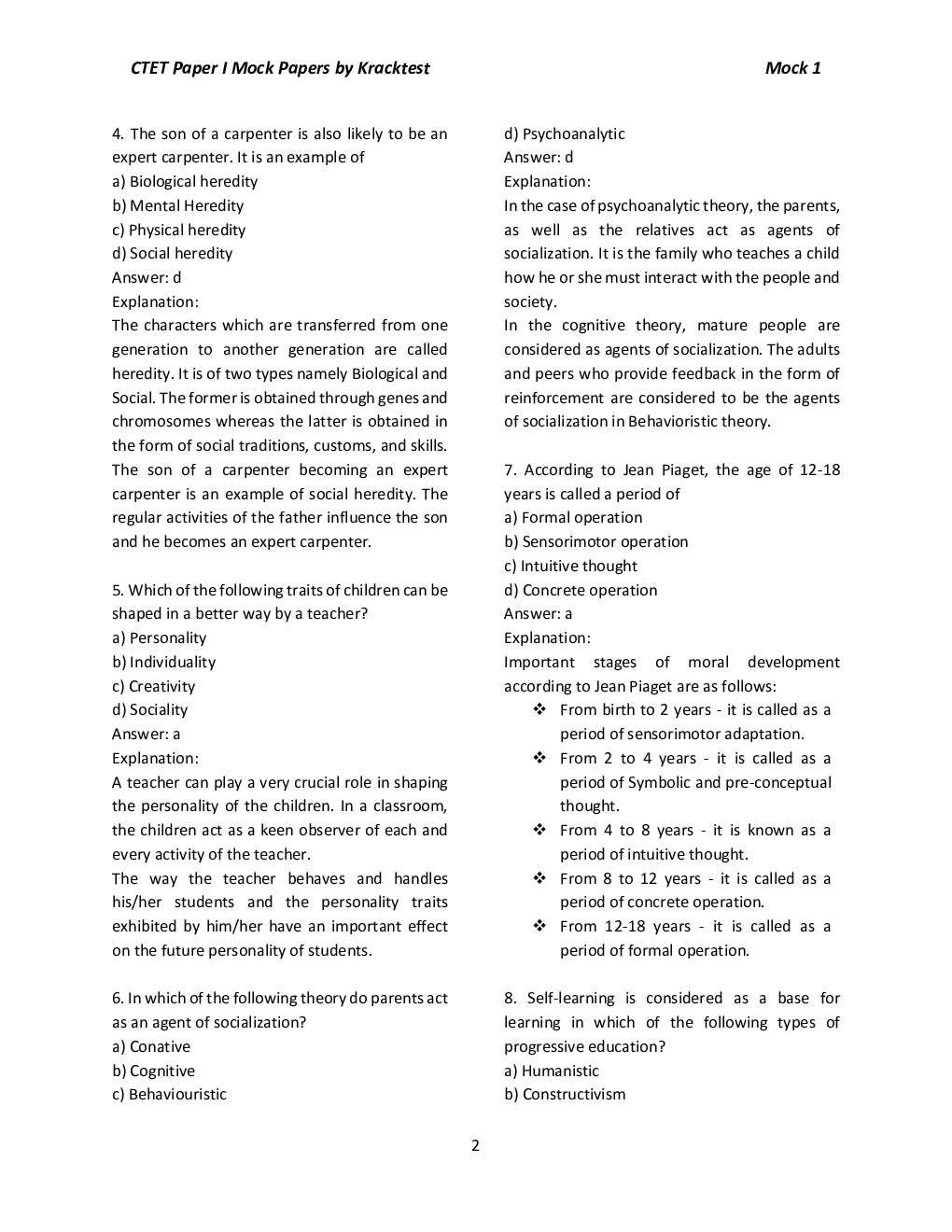 10 Mock Papers For CTET - Paper 1 - Primary Stage (Class 1 To 5) - Page 3