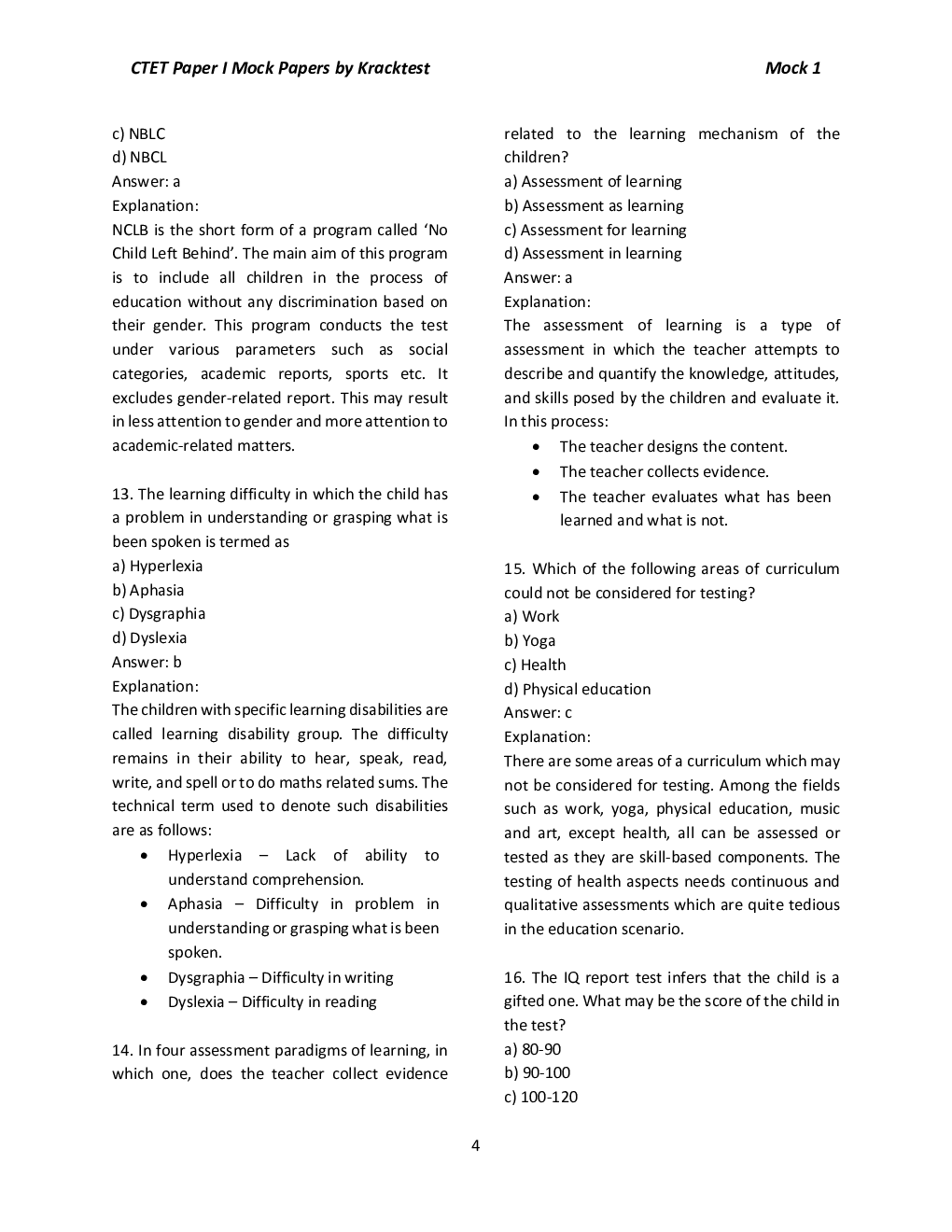 10 Mock Papers For CTET - Paper 1 - Primary Stage (Class 1 To 5) - Page 5