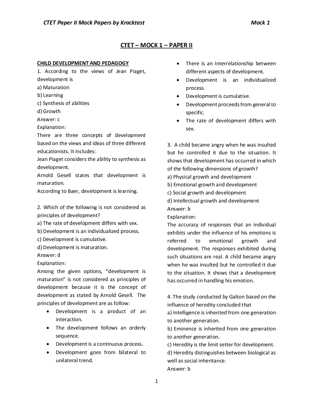 10 Mock Papers For CTET - Paper 2 - Elementary Stage (Class 6 To 8) - Page 2