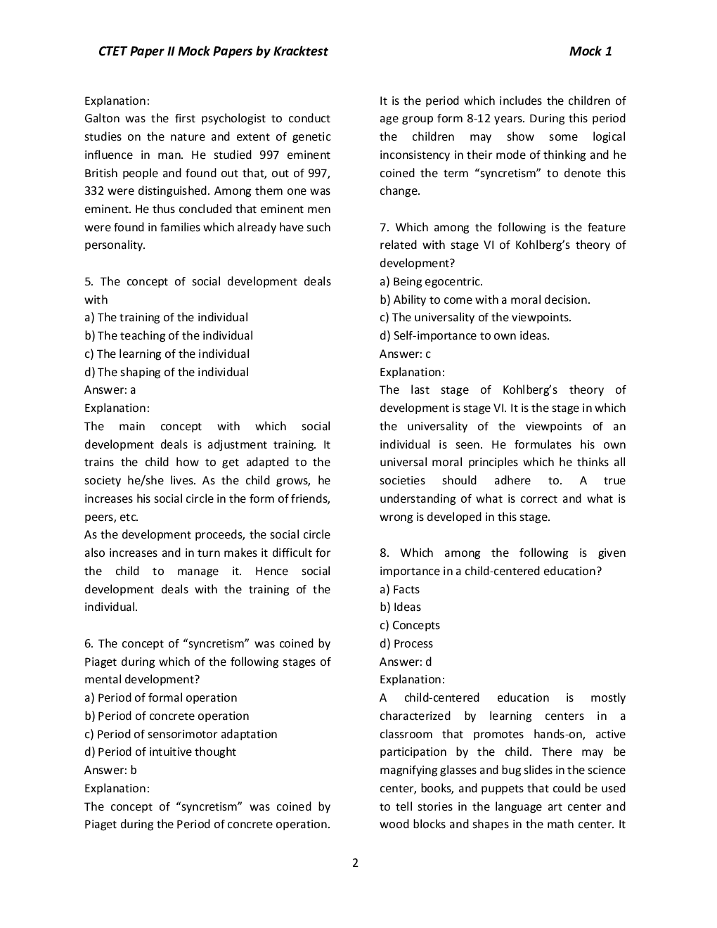 10 Mock Papers For CTET - Paper 2 - Elementary Stage (Class 6 To 8) - Page 3