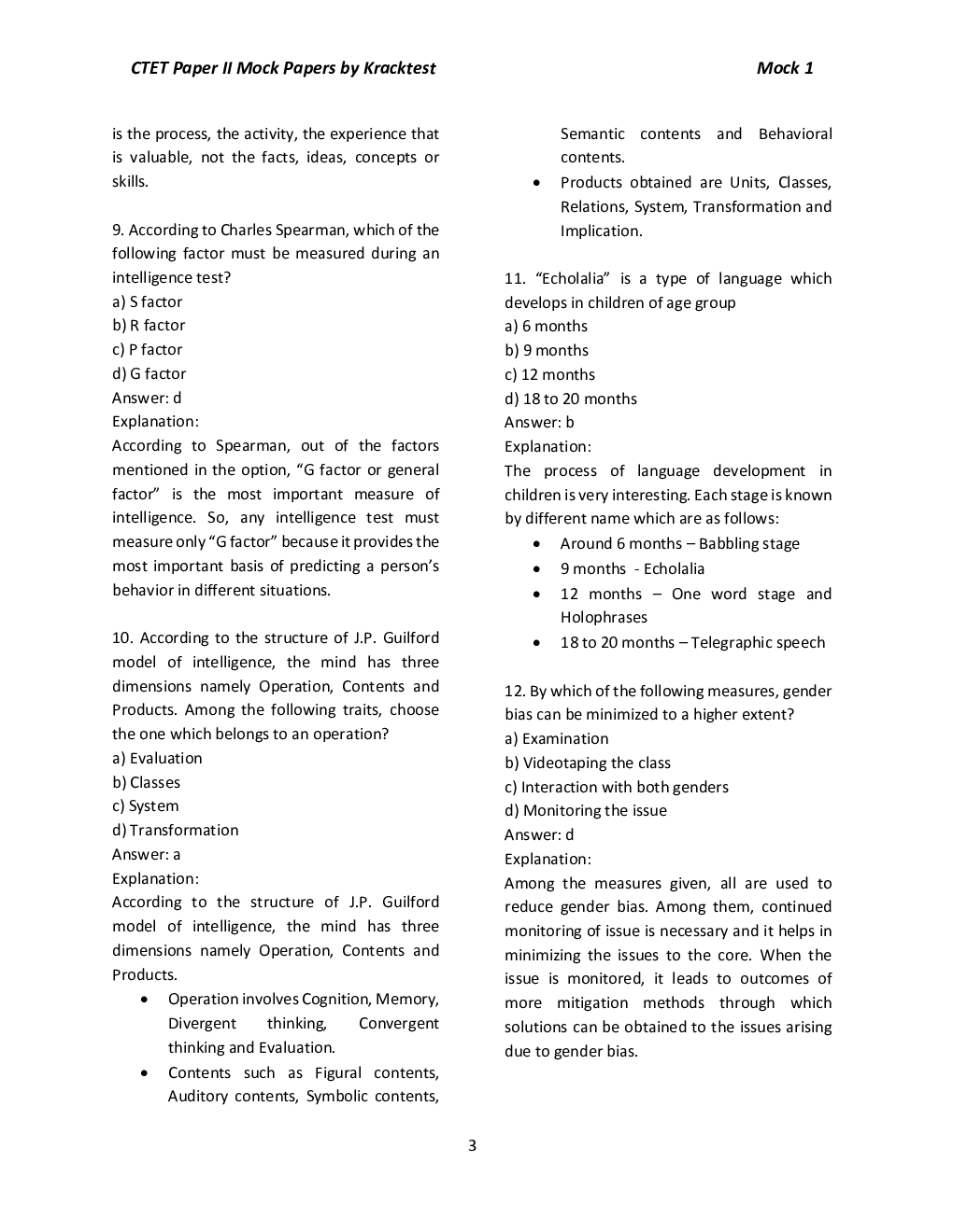 10 Mock Papers For CTET - Paper 2 - Elementary Stage (Class 6 To 8) - Page 4