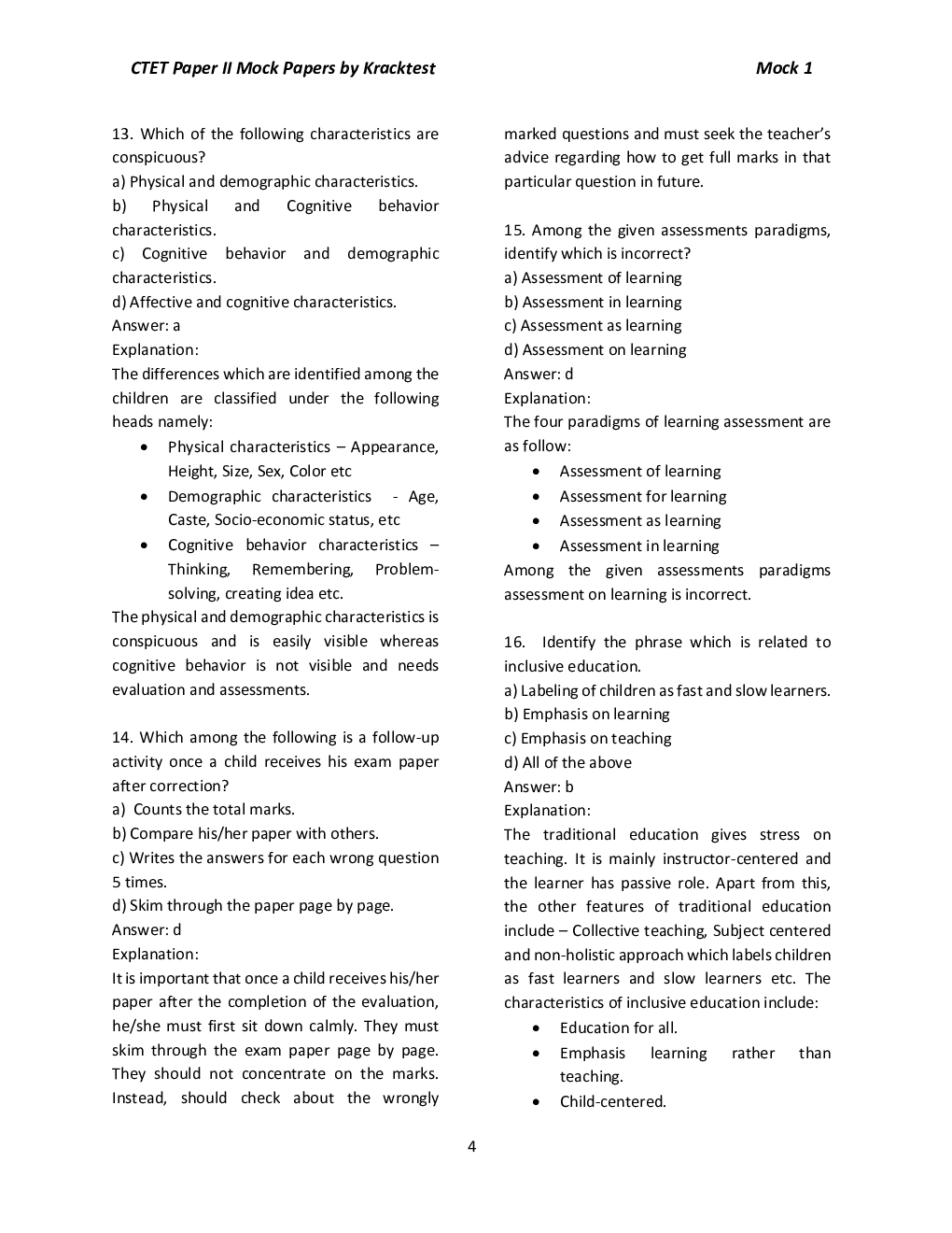 10 Mock Papers For CTET - Paper 2 - Elementary Stage (Class 6 To 8) - Page 5