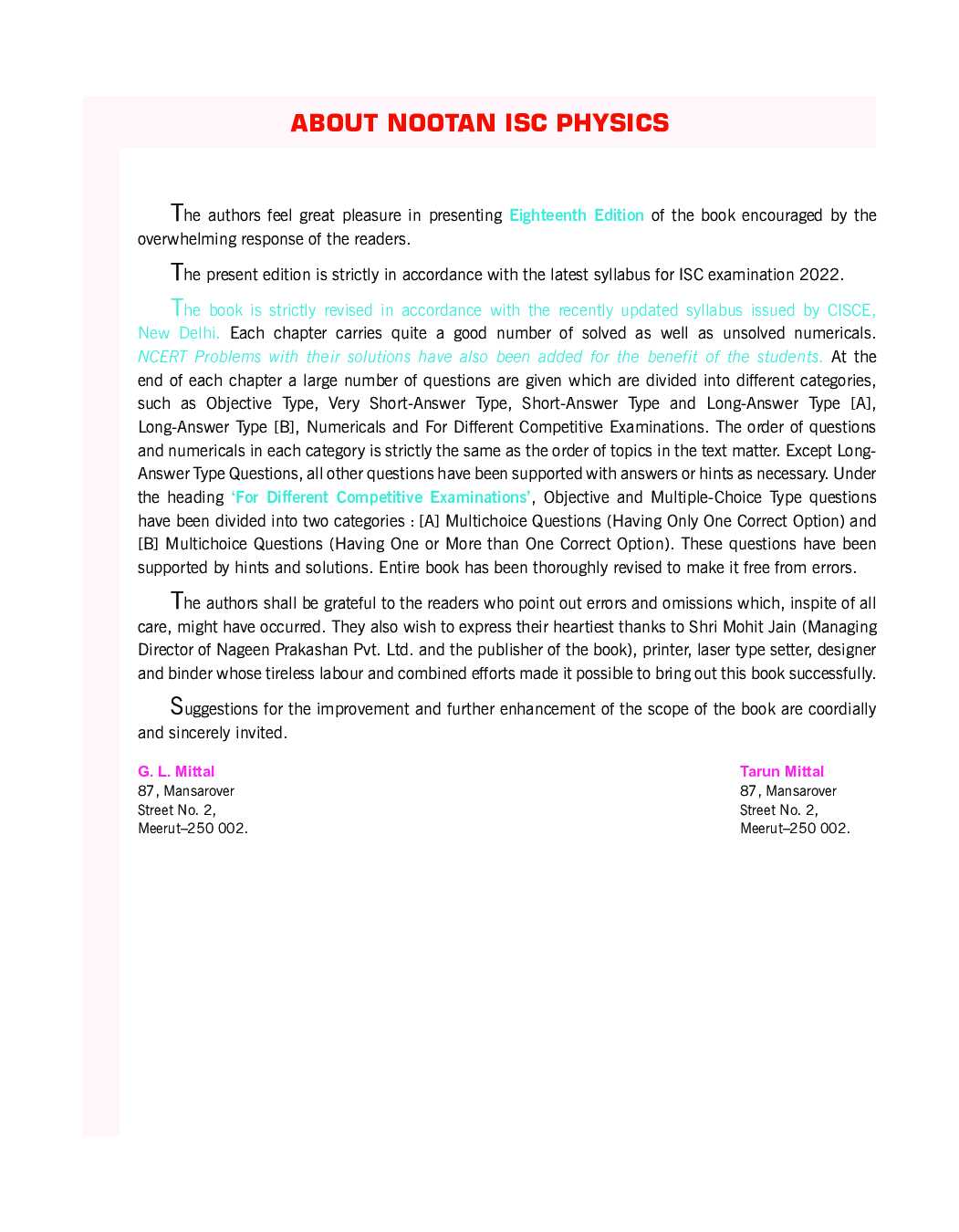 ISC Physics Part-I For Class - XI - Page 4