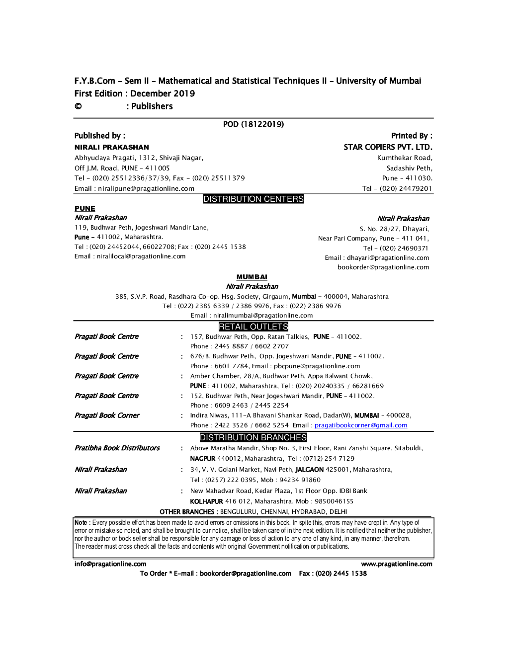 Mathematical And Statistical Techniques II - Page 3