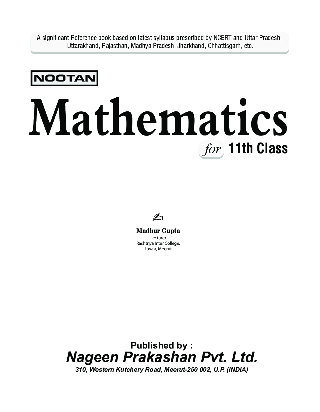 UP Board Mathematics For Class - XI - Page 2