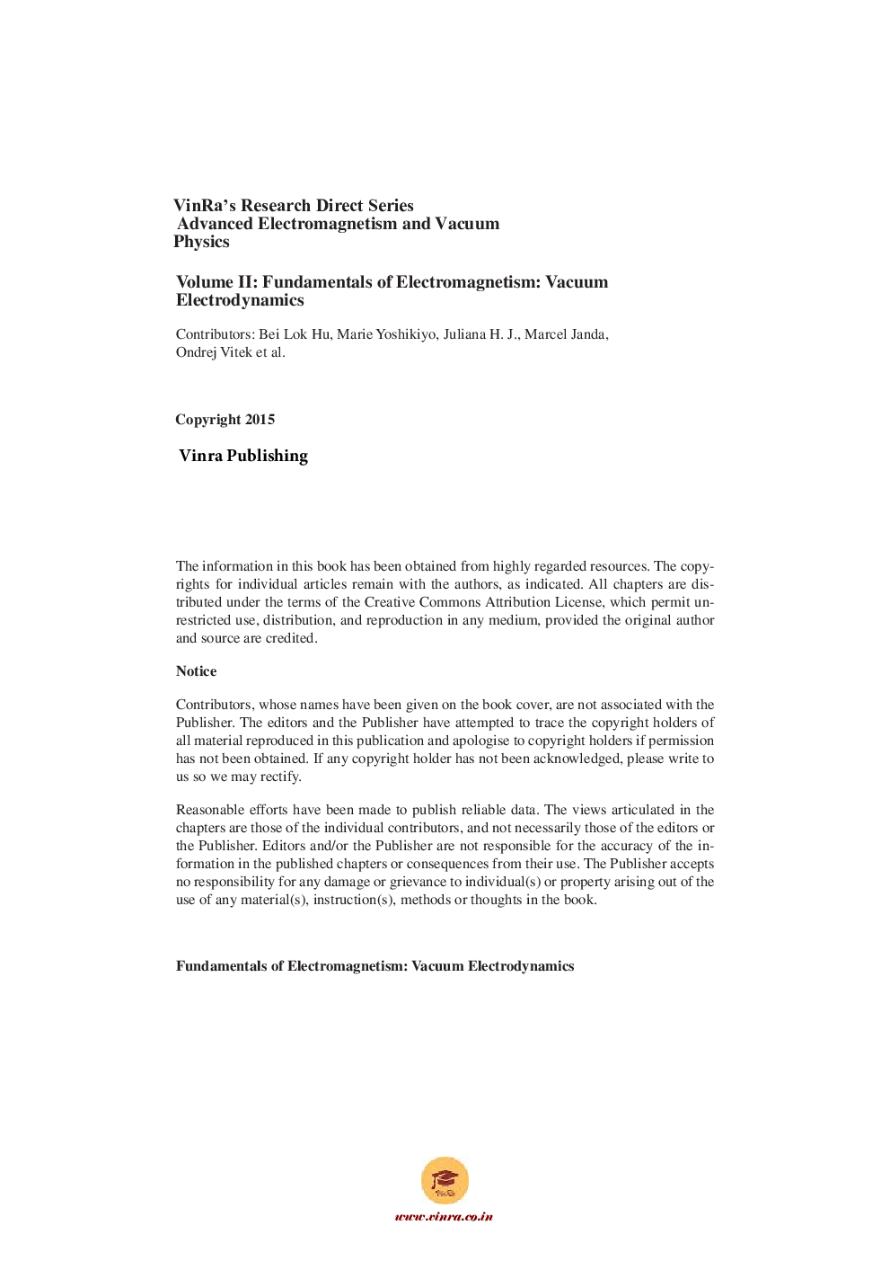 Fundamentals Of Electromagnetism Vacuum Electrodynamics Vol II - Page 5