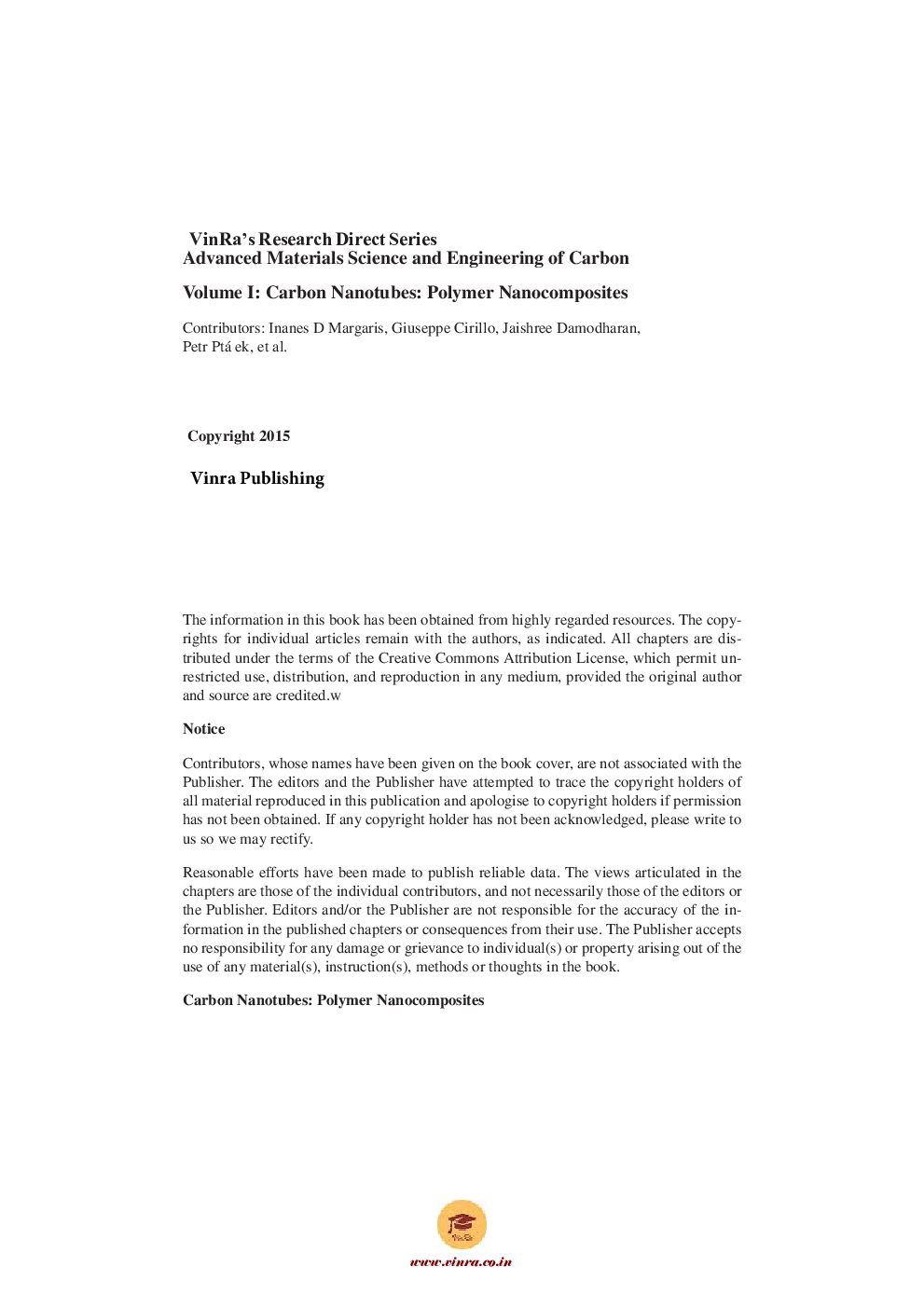 Carbon Nanotubes Polymer Nanocomposites Vol I - Page 5
