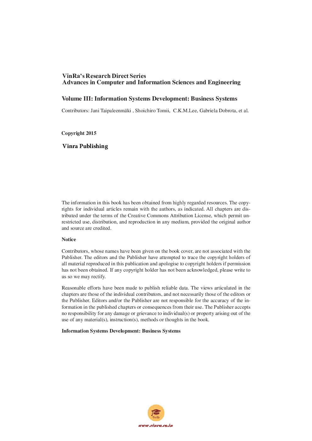 Information Systems Development Business Systems Vol III - Page 5