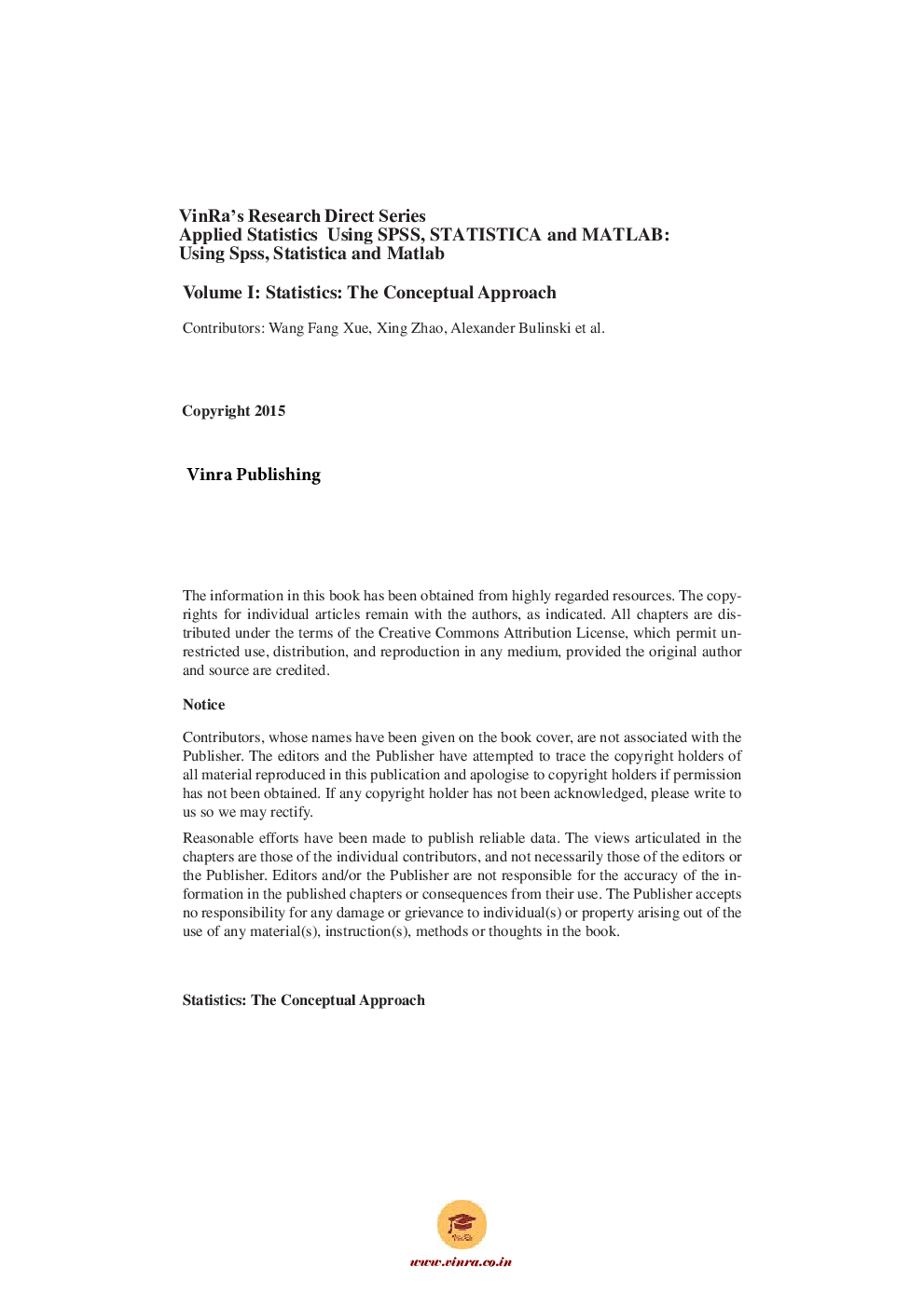 Statistics The Conceptual Approach Vol I - Page 5