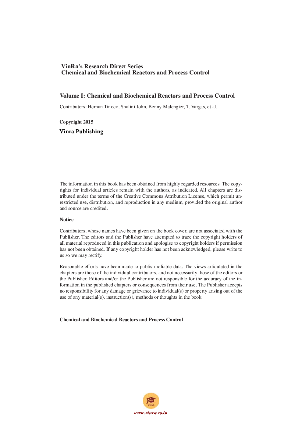 Chemical and Biochemical Reactors and Process Control Vol I - Page 5