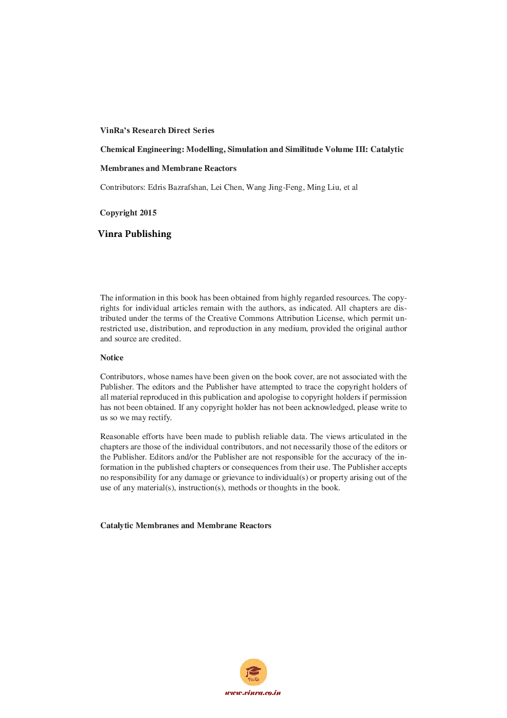 Catalytic Membranes and Membrane Reactors Vol III - Page 5