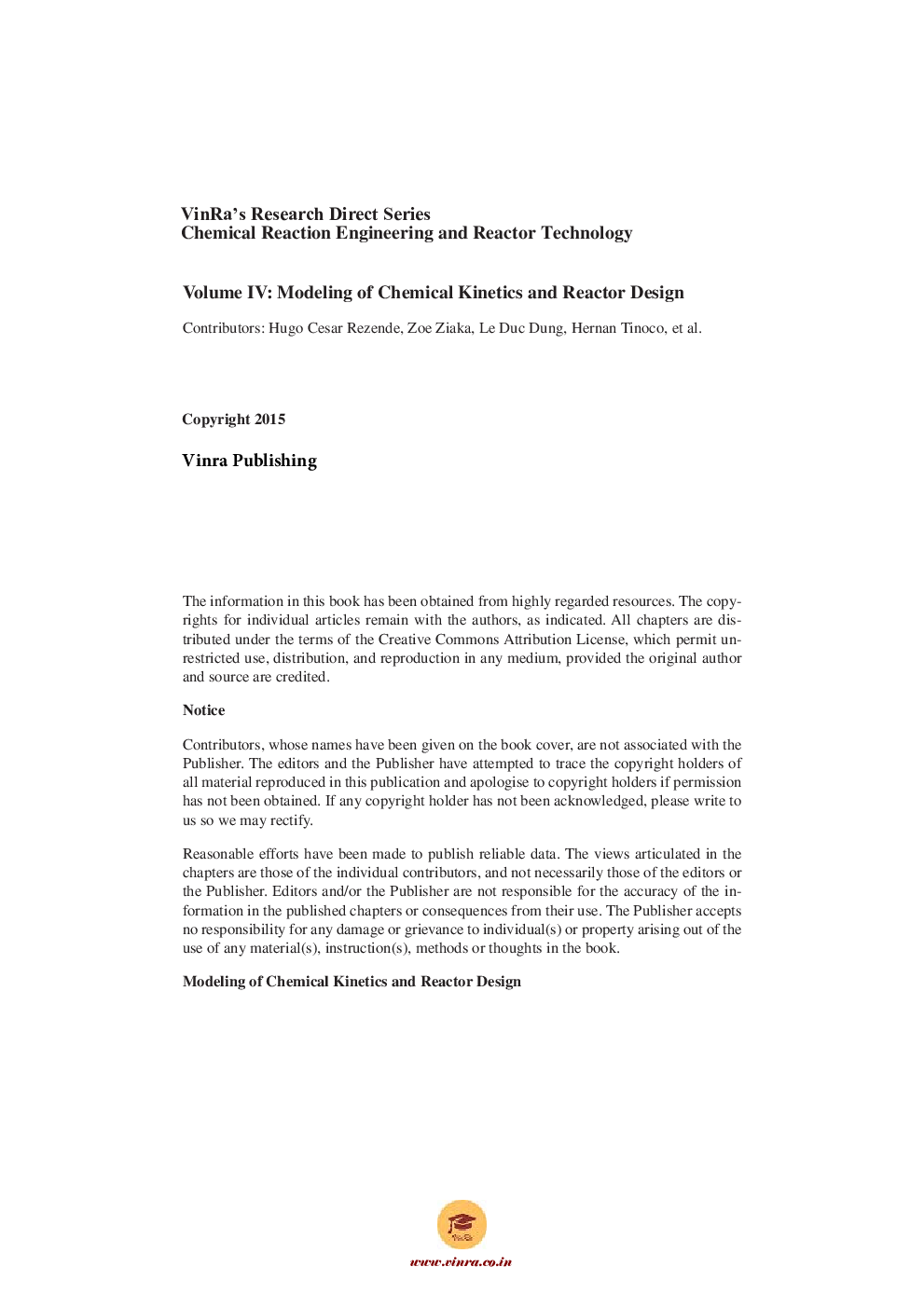 Modelling of Chemical kinetics and reactor Design Vol IV - Page 5